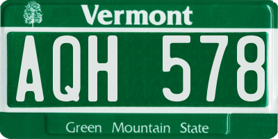 VT license plate AQH578