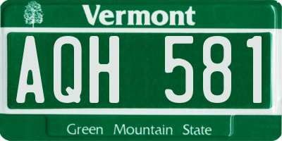 VT license plate AQH581