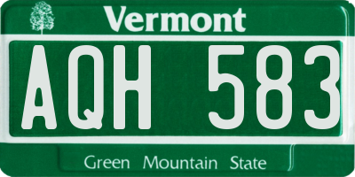 VT license plate AQH583