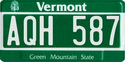VT license plate AQH587