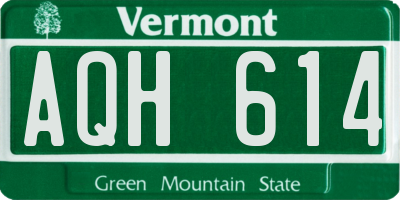 VT license plate AQH614