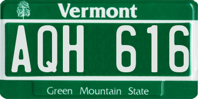 VT license plate AQH616