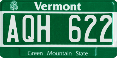 VT license plate AQH622