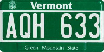 VT license plate AQH633