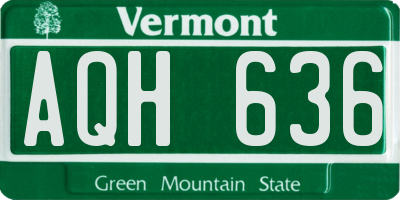 VT license plate AQH636