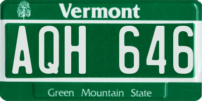 VT license plate AQH646