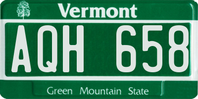 VT license plate AQH658