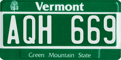 VT license plate AQH669