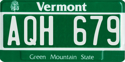 VT license plate AQH679