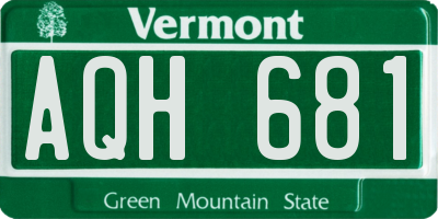 VT license plate AQH681