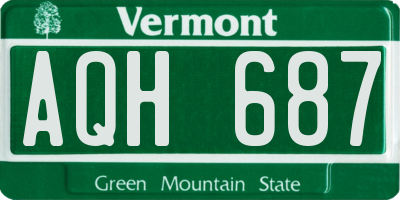 VT license plate AQH687