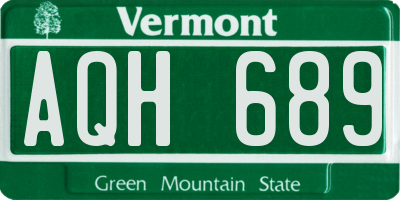 VT license plate AQH689