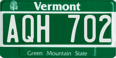 VT license plate AQH702