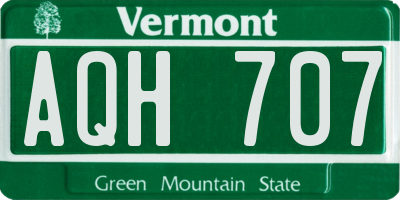 VT license plate AQH707