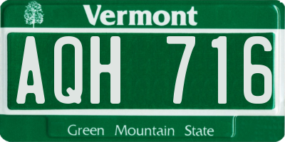 VT license plate AQH716
