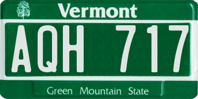 VT license plate AQH717