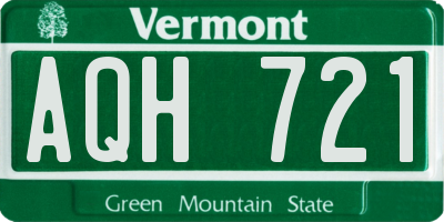 VT license plate AQH721