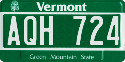 VT license plate AQH724