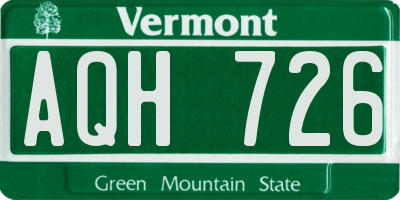 VT license plate AQH726
