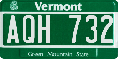 VT license plate AQH732