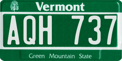 VT license plate AQH737