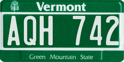 VT license plate AQH742