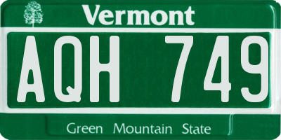 VT license plate AQH749