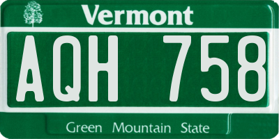 VT license plate AQH758