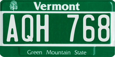 VT license plate AQH768