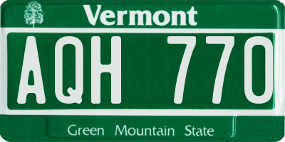 VT license plate AQH770