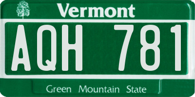 VT license plate AQH781