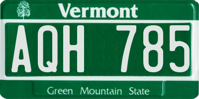 VT license plate AQH785