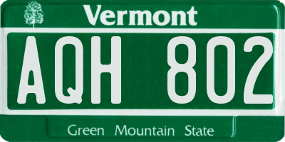 VT license plate AQH802