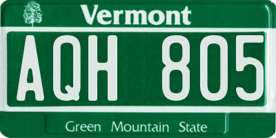 VT license plate AQH805
