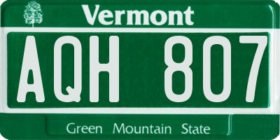 VT license plate AQH807