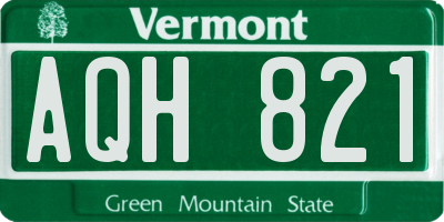 VT license plate AQH821