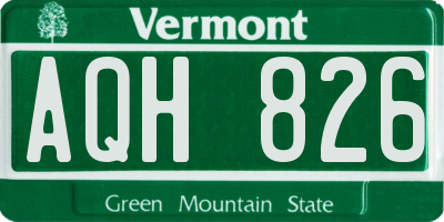 VT license plate AQH826