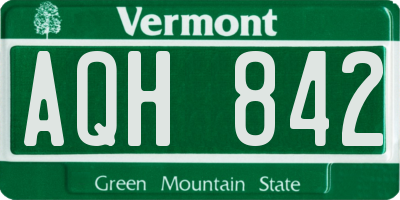 VT license plate AQH842