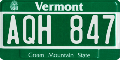VT license plate AQH847