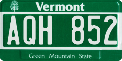 VT license plate AQH852