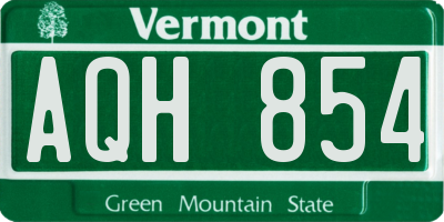 VT license plate AQH854