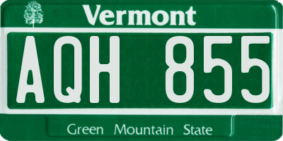 VT license plate AQH855
