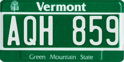 VT license plate AQH859