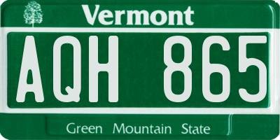 VT license plate AQH865