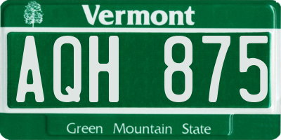 VT license plate AQH875