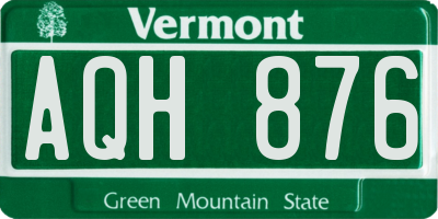 VT license plate AQH876
