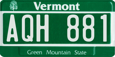 VT license plate AQH881