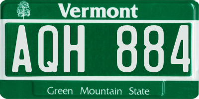 VT license plate AQH884