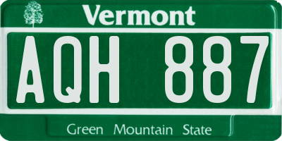 VT license plate AQH887