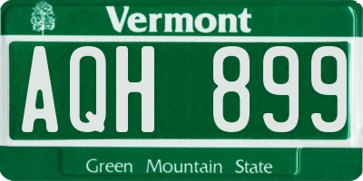VT license plate AQH899